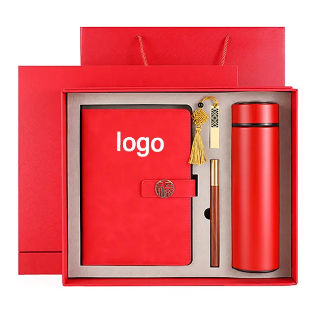 Caneta porta-canetas com logotipo personalizado, garrafa de vácuo portátil para planejar cadernos, cadernos A5, conjunto de presente promocional para empresas, porta-canetas com logotipo personalizado