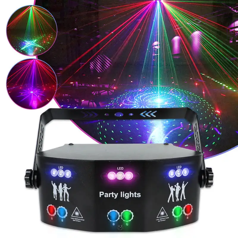 Decoraciones populares para fiesta de cumpleaños, efecto RGBW, 15 ojos, Dj, haz de luz LED, iluminación de discoteca, Láser de escenario para club nocturno al aire libre