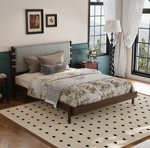 Queen Size (gris clair + noyer)