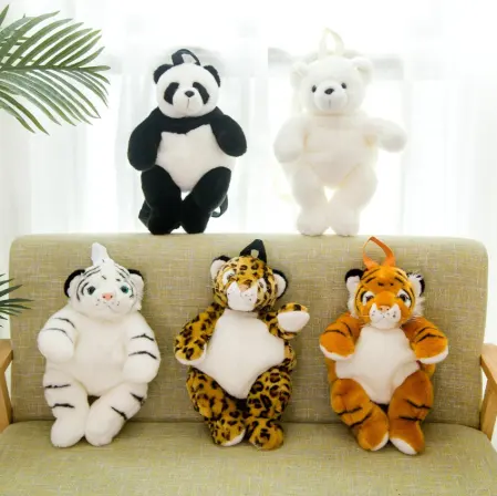 Ba Lô Động Vật Nhồi Bông Trẻ Em Mẫu Giáo Stuff Ba Lô Leopard Tiger Panda Gấu Bắc Cực Ví Túi Sách Đồng Xu/Túi Đi Học Sang Trọng