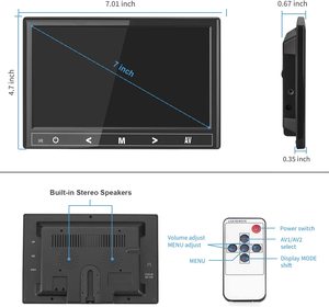 Monitor de 7 "HD y MI VGA, ENTRADA AV, IPS, resolución de 1024x600, pantalla táctil portátil, Control remoto, altavoz incorporado para videojuegos, videovigilancia, PC - Product Image 3