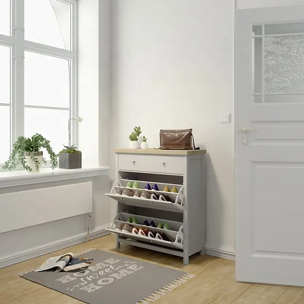 Modern Design Roterende Opvouwbare Schoenenrek Opberg Organizer Huismeubilair Woonkamer Luxe Houten Schoenenkast