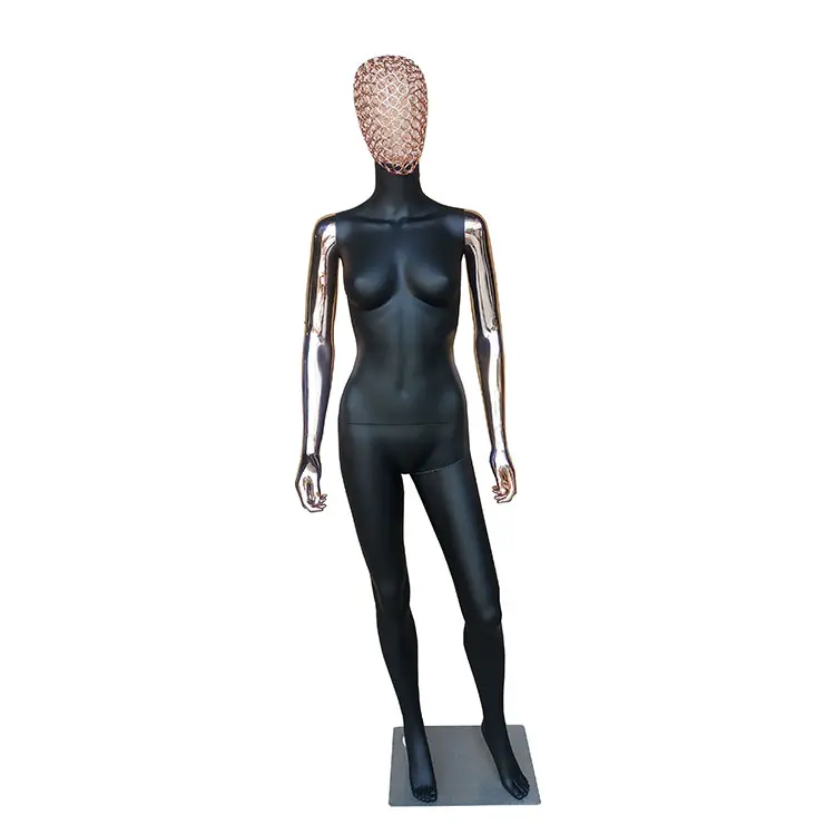 Abstract Female Black Women Mannequin Electroplating Metal With Iron Wire Head