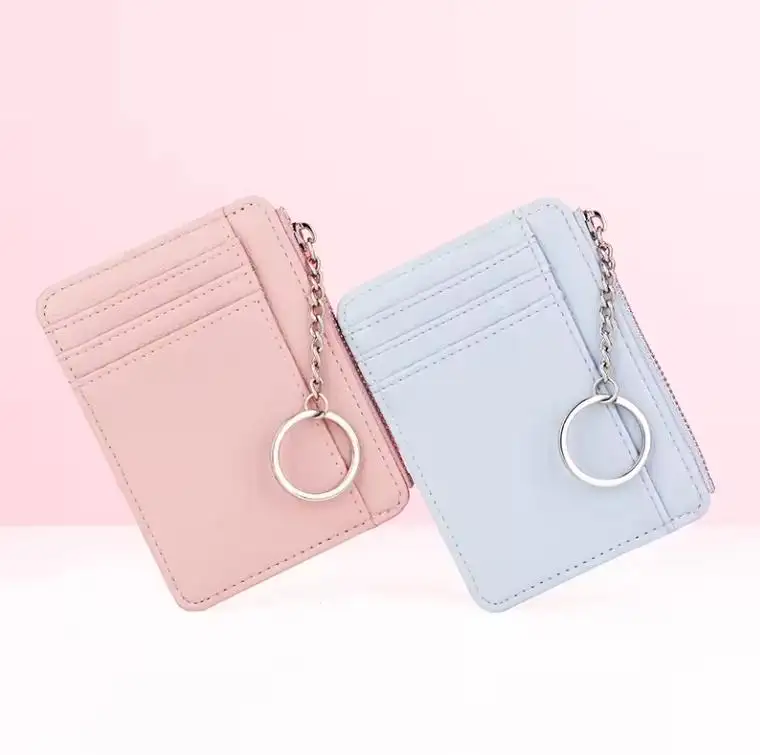 Front Pocket RFID Blocking Credit Card Holders Candy Color Slim Pocket Wallet Custom Leather Card Holders