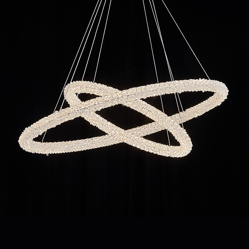 Modern crystal living room villa penthouse spiral staircase bedroom pendant light luxury led chandelier
