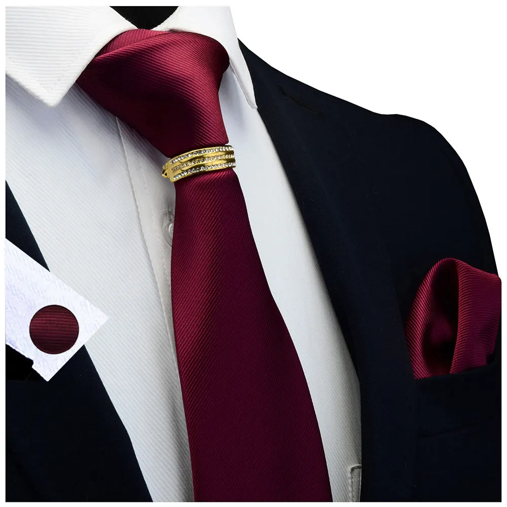Модный классический однотонный мужской набор из 8 см карманных квадратных запонок с галстуком и кольцом с застежкой зеленый шелковый галстук костюм свадебный деловой