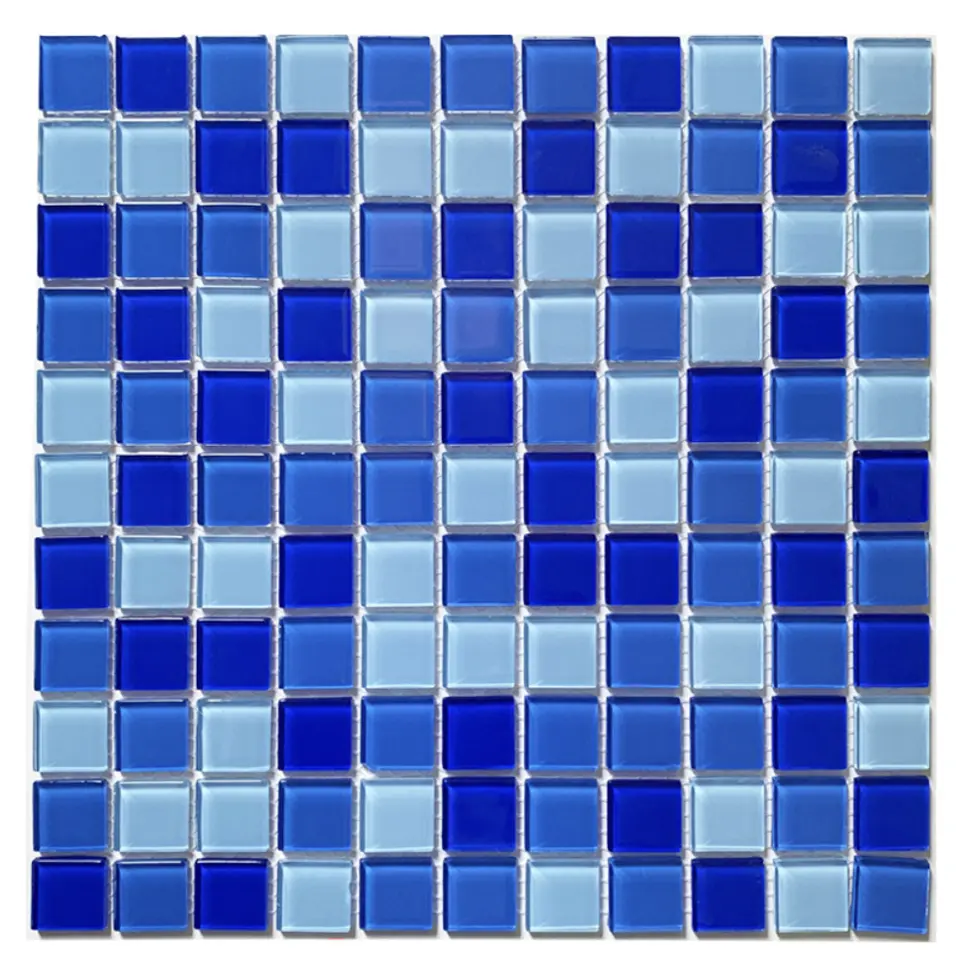 Best prices square crystal glass mosaic pool tiles for swimming pool decorations swimming pool mosaic tile