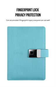 Juego de regalo 2024, nuevo diseño, cargador inalámbrico, Banco de energía, Bloc de notas, diario con bloqueo de huellas dactilares - Product Image 4