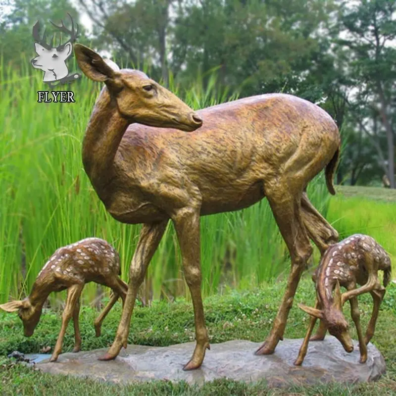 รูปปั้นทองสัมฤทธิ์รูปปั้นโลหะรูปสัตว์ในสวนกลางแจ้งขนาดเท่าชีวิตจริง