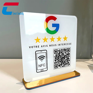 Wholesale Customizable Google Review NFC QR <strong>Code</strong> Stand RFID Metal Acrylic Table NFC Menu Stand - Product Image 1