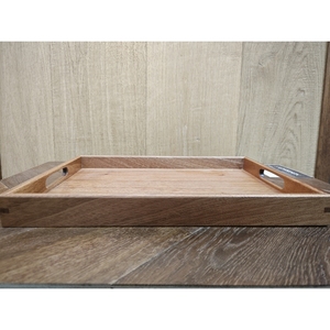 耐用环保天然木制托盘，带手柄多功能矩形食品托盘 - Product Image 5