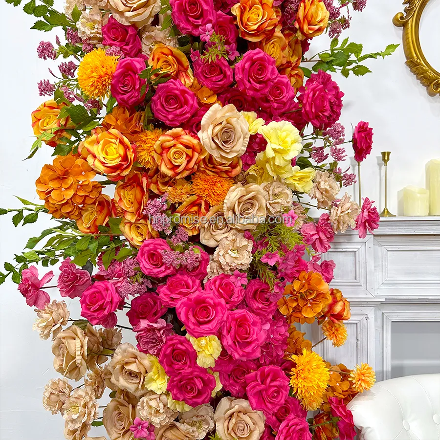 शादी की सजावट का वादा रेशम गुलाब रंगीन फूल आर्क पृष्ठभूमि शादी के फूल आर्क