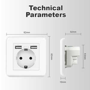 USB墙壁插座多端口充电16A电脑电源电板2A额定电流2 USB a型输出欧盟制造塑料插座 - Product Image 2
