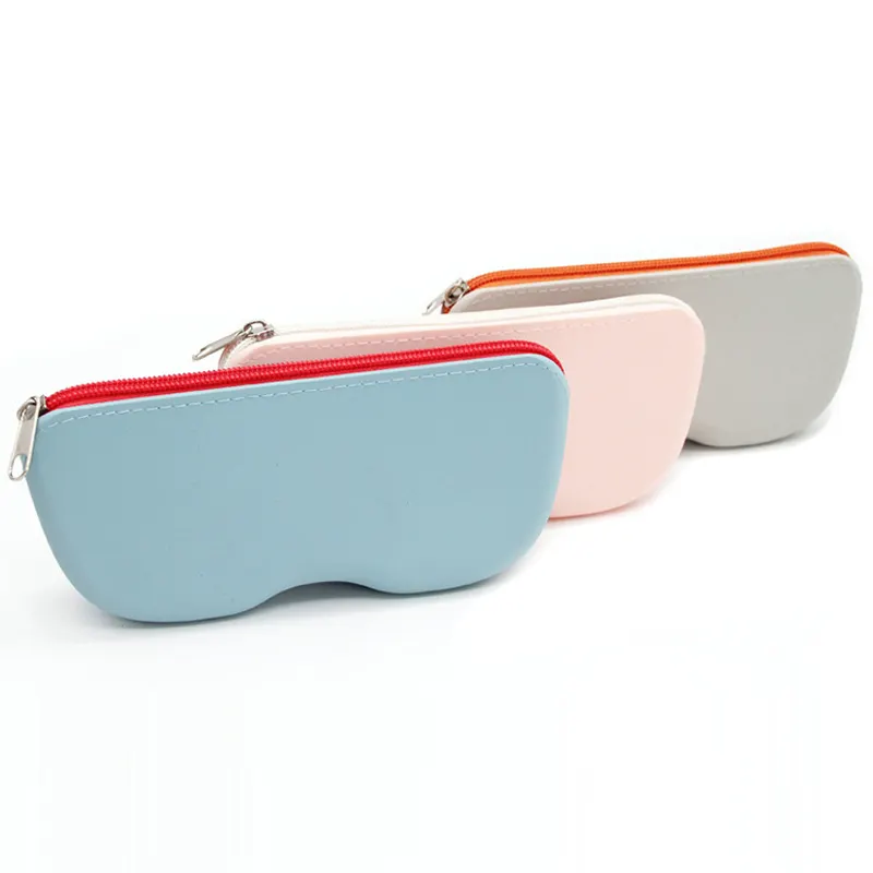 Usine Mini sac de rangement en silicone étui à lunettes de soleil avec fermeture éclair sac de voyage en verre étanche