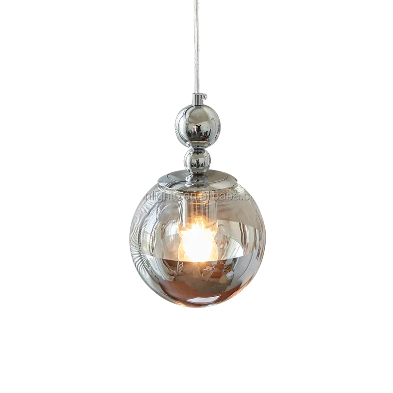 الشمال كرة زجاجية قلادة ضوء الحديثة الفضة تركيب المصابيح الطعام طاولة السرير شنقا الثريا
