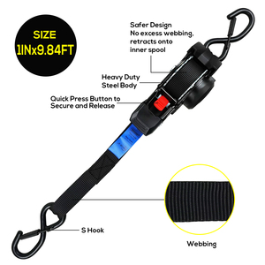 Một tay hoạt động 1 inch Chiều rộng tự động có thể thu vào Ratchet Dây đai với chống trượt xử lý cho Trailer an toàn - Product Image 3