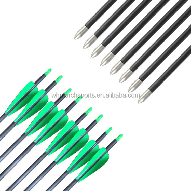 Archery 28/29/30/31 Inch Carbon Fiber Arrow Shaft with 3 Inch TPU Vanes Field Tips for Archery Compound Bow & Recurve Bow