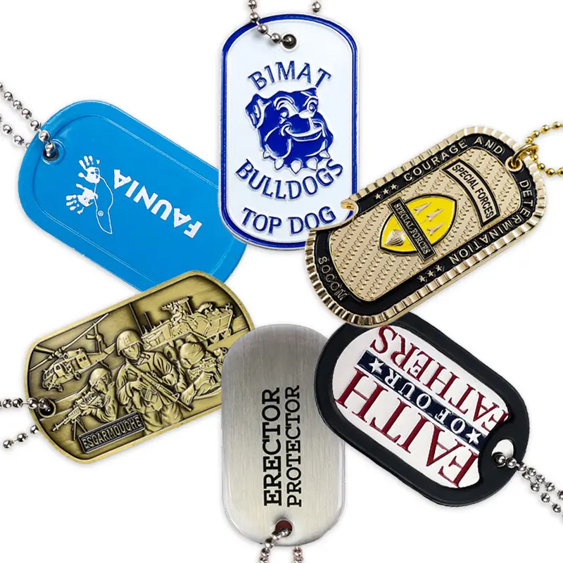Street cool mens dog tag necklace engraved metal dog tags pendant enamel print name Id 3d custom dog tag for engraving
