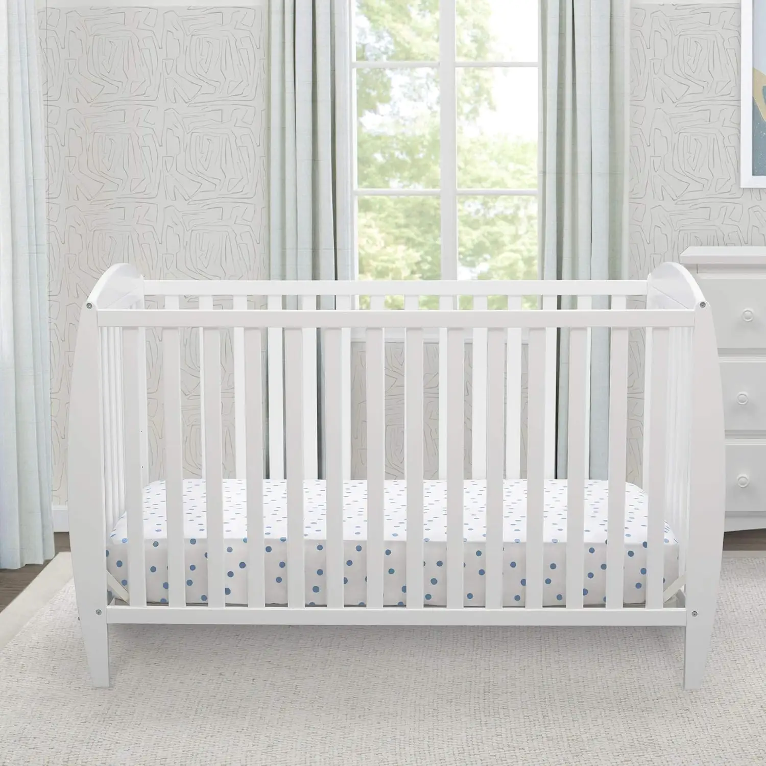 High quality Bedroom furniture for children China baby's room Storage White Child Full size Guardrail baby crib bed wood kids