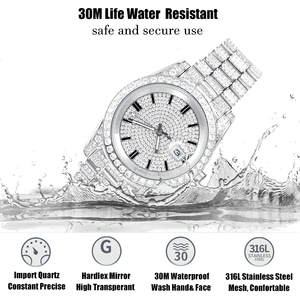 Luxus schmuck Custom Logo Armbanduhr Edelstahl Full 5A Zircon Diamond Iced Out Mechanische Quarzuhren für Herren - Product Image 2