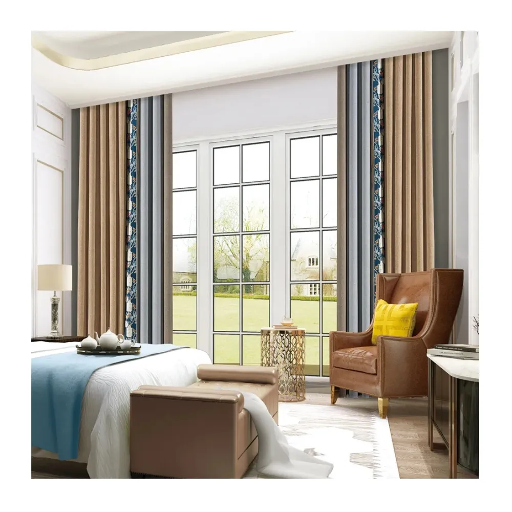 Patrón corrugado impresión en color poliéster grueso aislamiento de sombra proyecto de hotel personalizado cortina fábrica al por mayor