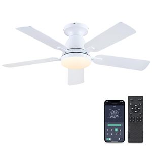 46&quot; Flush Mount LED Dimmable Low Profile Indoor Modern Ceiling Fans with Lights and Remote <strong>Control</strong> <strong>DC</strong> Reversible Ceiling Fan - Product Image 1