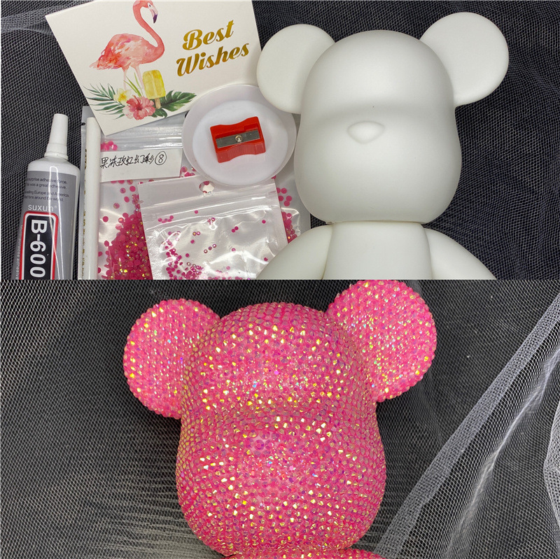 colorful Violent Bear Jelly Rose-Gold Rhinestone