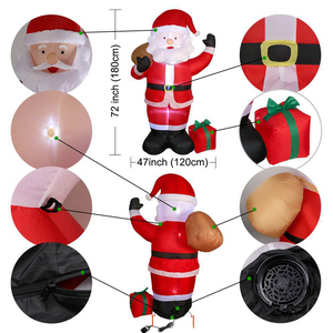 Biểu Tượng Tùy Chỉnh Giáng Sinh Trang Trí <span class=keywords><strong>Inflatable</strong></span> Santa Búp Bê Nhà Máy Bán Buôn 6ft Cao Giáng Sinh <span class=keywords><strong>Inflatable</strong></span> Trang Trí Với Ánh Sáng LED - Product Image 3