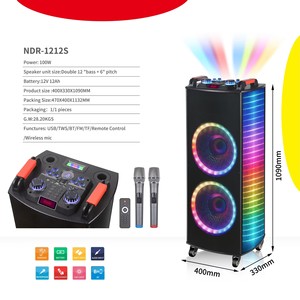 NDR-1212S Dual 12-Inch Horn Trolley Speaker High-Power 100 Watt RGB LED Battery Operated Remote <strong>Control</strong> Parties <strong>Computer</strong> <strong>Use</strong> - Product Image 4