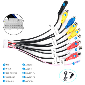 Podofo Conector de 20 pines Doble RCA AUX Arnés de cables Conector de cableado Adaptador Salida de entrada con micrófono externo - Product Image 6