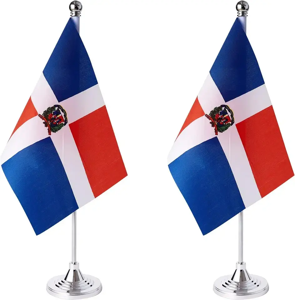 Venda quente personalizado mesa bandeira 100% Poliéster República Dominicana Tabela Bandeira Festival Eventos Celebração Decoração Para Casa