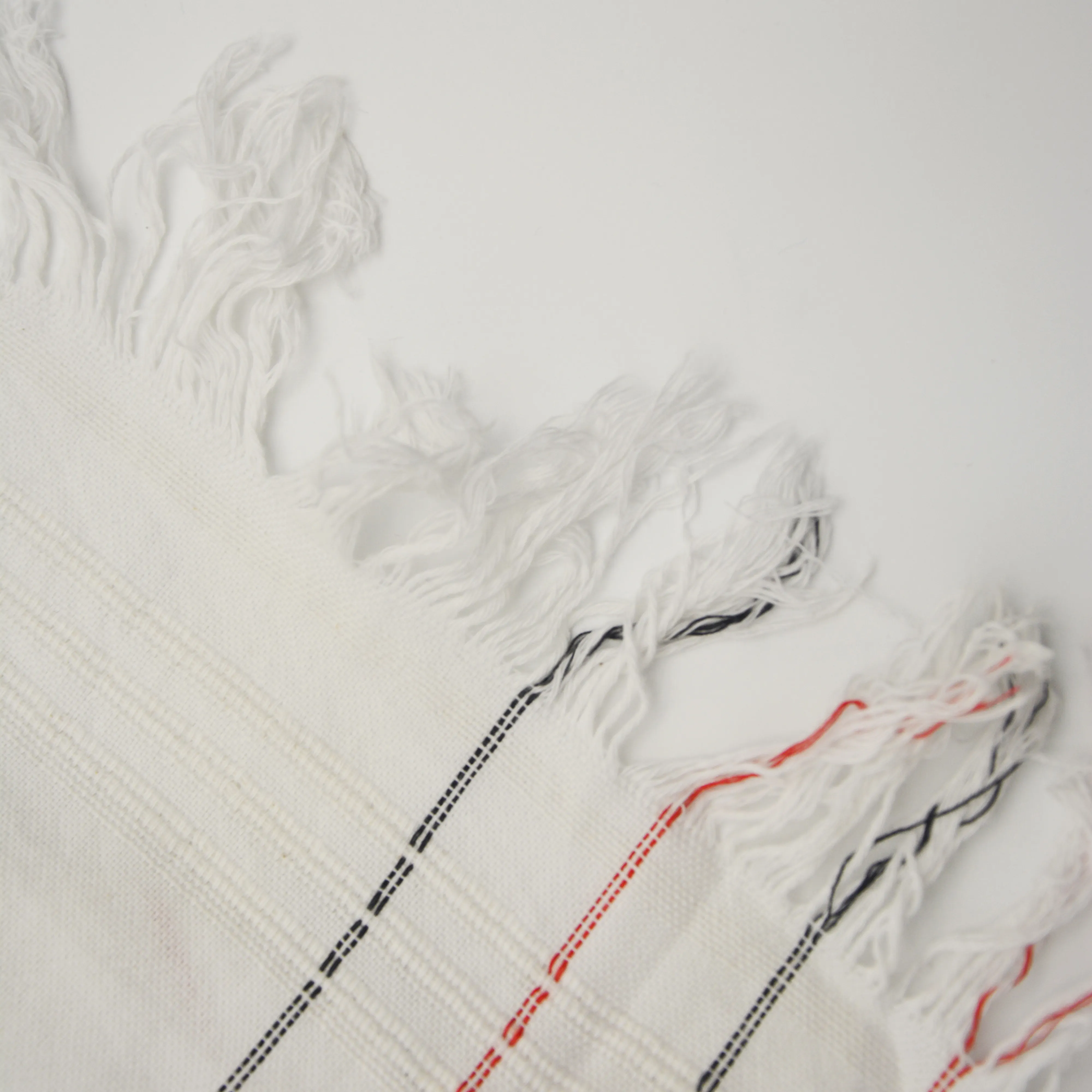 Tessuto di tessitura bianco tinta unita tinto in filo di puro cotone