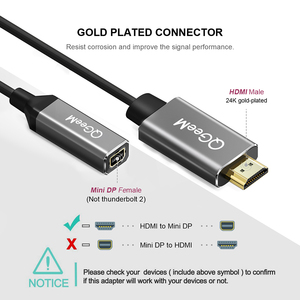 QGeeM <strong>HDMI</strong> Male to <strong>Mini</strong> <strong>DisplayPort</strong> Female Converter Adapter Cable 4K <strong>Mini</strong> DP Mirror Display Adaptor for PC Computer - Product Image 3