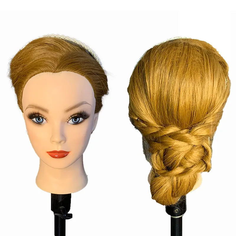 J01 tête de poupée mannequin cheveux humains tête d'entraînement pour coiffeur