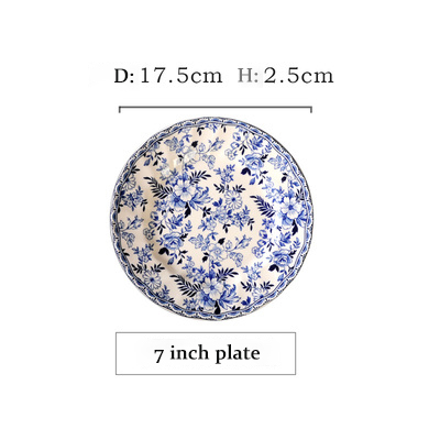 Assiette bleue de 7 pouces
