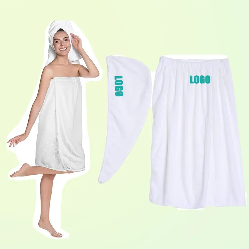 Serviette enveloppante de bain pour femmes avec LOGO personnalisé Serviette enveloppante de spa en microfibre absorbante douce Serviette de bain à séchage rapide Peignoir Robe de couverture Peignoirs