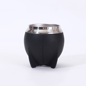 卸売180mlステンレス鋼二重壁真空Yerba MateカップクラシックデザインPPレザーパターン表面水ビールプレゼント - Product Image 3