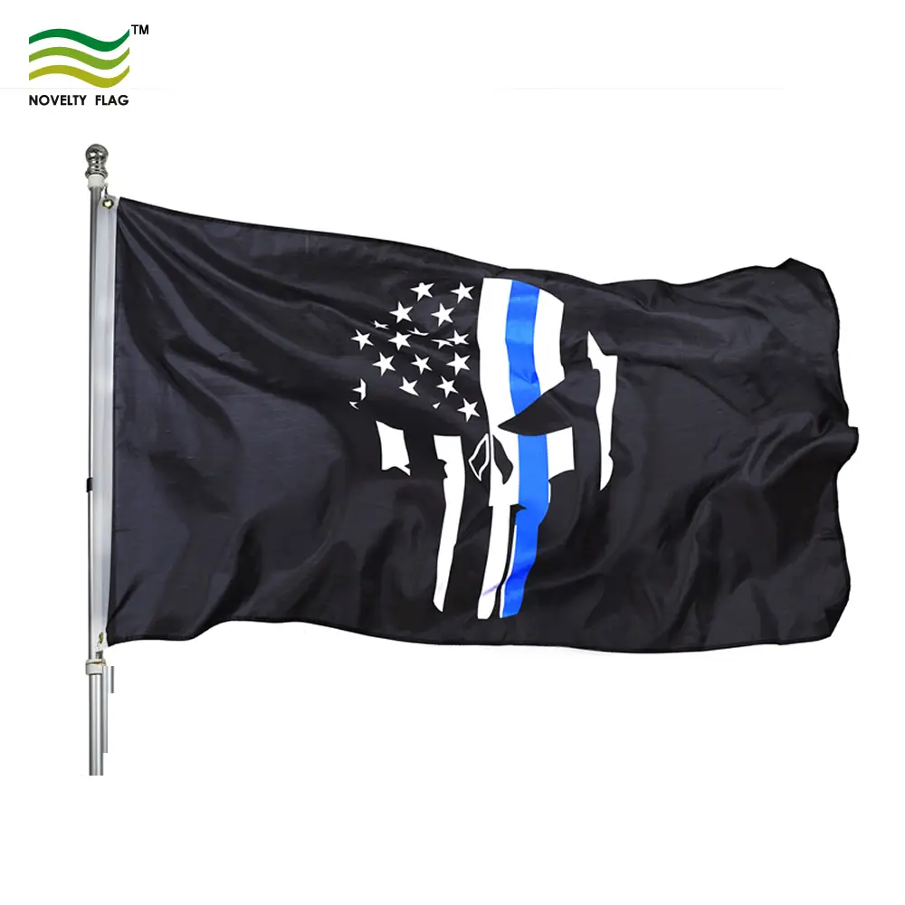 Bandeira americana fino azul do punisher da linha 3x5ft