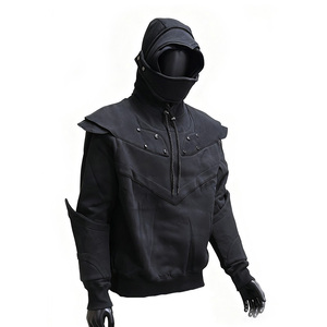 Roraegal cổ điển Thời Trung Cổ hiệp sĩ người đàn ông da đen hoodie chiến binh Nam Mặt Nạ áo giáp Áo chui đầu cosplay đơn độc tay áo - Product Image 3