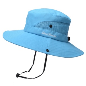 YOLO户外刺绣标志可调渔夫帽防水尼龙水桶帽带绳2024夏季OEM服务男女通用