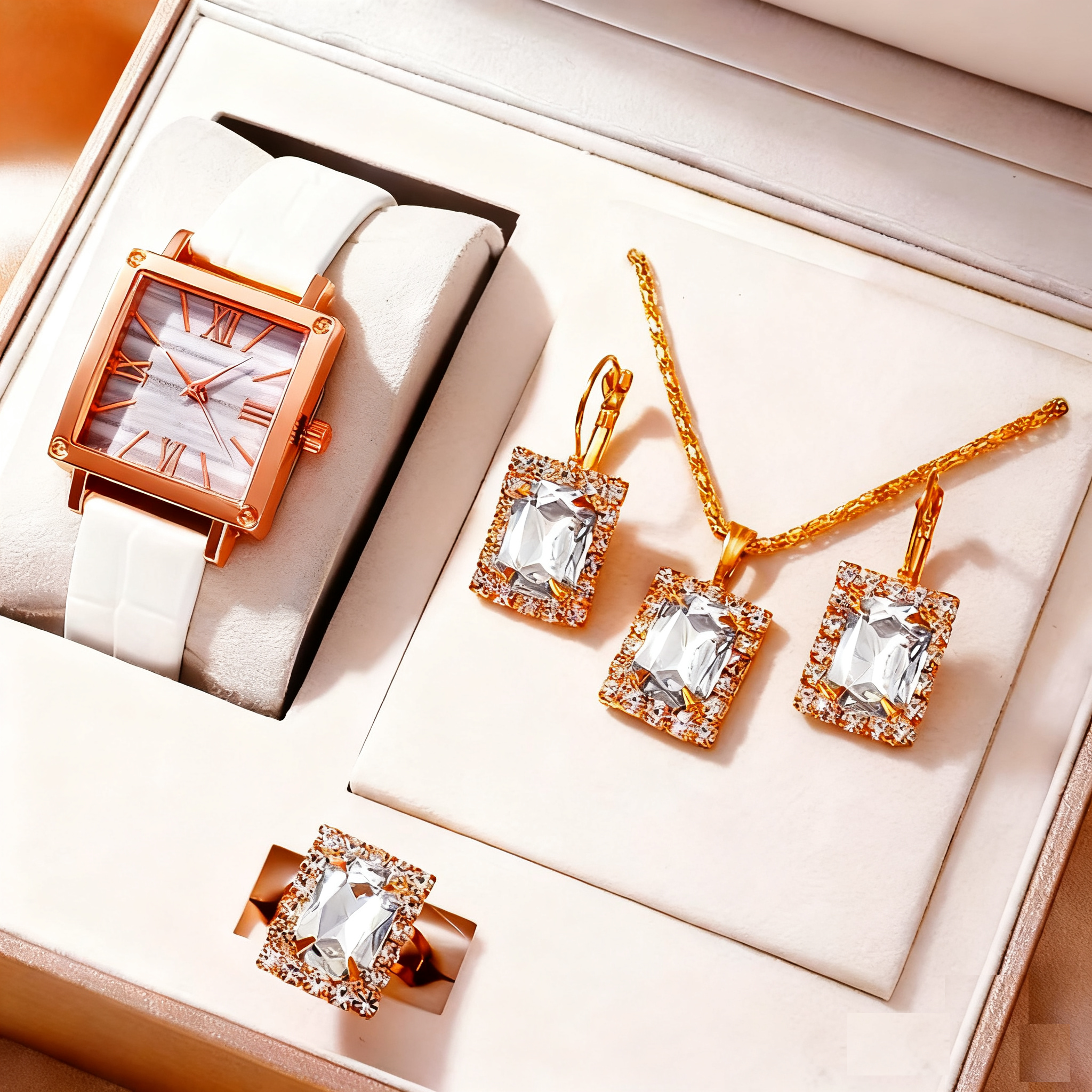 Ensemble blanc + bijoux (sans boîte)