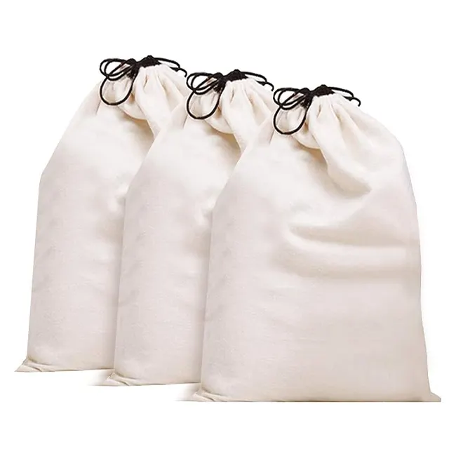 कस्टम लोगो कपड़े धूल बैग पर्यावरण के अनुकूल कपास सांस लेने योग्य धूल-प्रूफ ड्रॉस्ट्रिंग स्टोरेज पाउच बैग