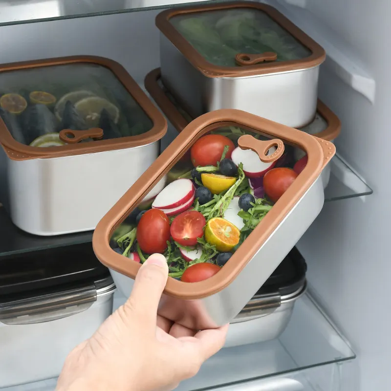 Contenitore ermetico eco-friendly contenitore per uso alimentare contenitori per la conservazione degli alimenti di frutta e verdura congelatore