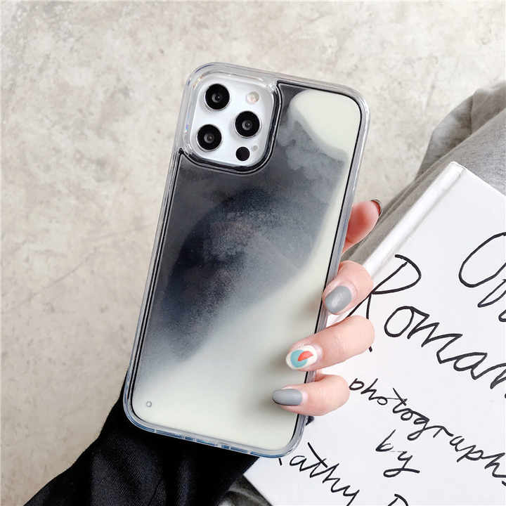 Solid Color Luminous TPU Quicksand Liquid Mobile Phone Case All-Inclusive IPhone16 15 14 13 12 11 Export Models
