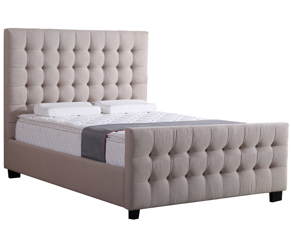 Luxury Queen King Bed Frame Genuine Faux Leather Tufted Headboard Upholstered Platform Bed