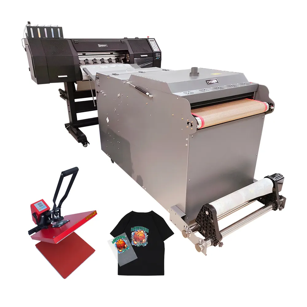 Grande formato tutto in uno a2 inchiostro bianco a getto d'inchiostro i3200 roll dtf printer 60cm dual 2 4 head printing machine set per magliette