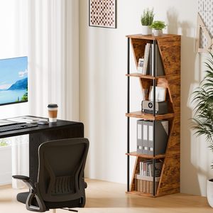 4 Tier Rustic Metal Wooden Desktop Rack Narrow Standing DIY <strong>Stackable</strong> <strong>Cube</strong> Storage Shelves for Living Room <strong>Display</strong> Shelf