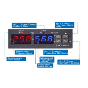 Regulador de temperatura ajustable de doble pantalla, interruptor digital de temperatura y humedad de 12V, STC-3028 controlador - Product Image 3