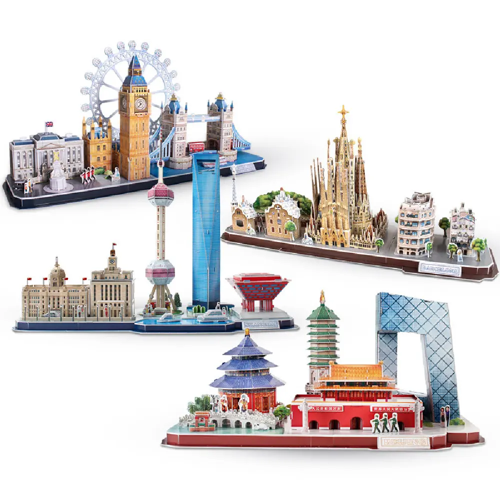 لعبة هدايا للأطفال ثلاثية الأبعاد ، لعبة ورقية تصنعها بنفسك ، نموذج مصغر لمدينة لندن باريس ، نيويورك ، موسكو ، مبنى مشهور تجميع