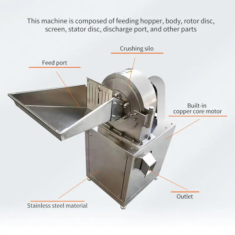 Um alimento esmagado triturador de especiarias da garantia 70 kg/h do ano para ervas máquina o equipamento de moedura industrial